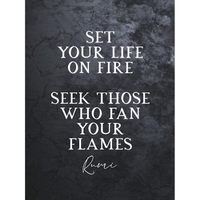 Artery8 Unframed Wall Art Slate Quote Rumi Life Fire Flames12X16 Inch from B&Q