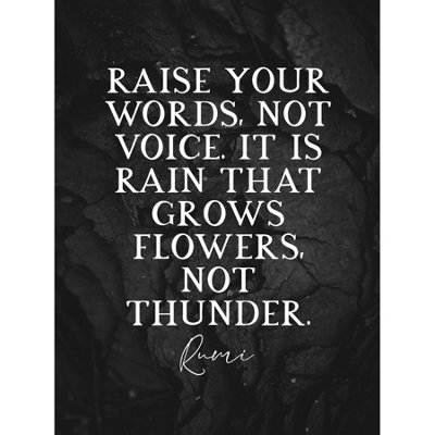 Artery8 Unframed Wall Art Slate Quote Rumi Rain Grows Flowers Not Thunder12X16 Inch from B&Q