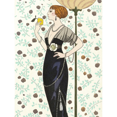 Wee Blue Coo Unframed Wall Art Barbier Fashion Paris Woman12X16 Inch from B&Q