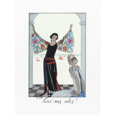 Wee Blue Coo Unframed Wall Art Barbier Wings Dress French Fashion12X16 Inch from B&Q