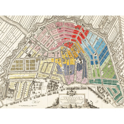 Wee Blue Coo Unframed Wall Art Vintage Colourful Amsterdam Map12X16 Inch from B&Q