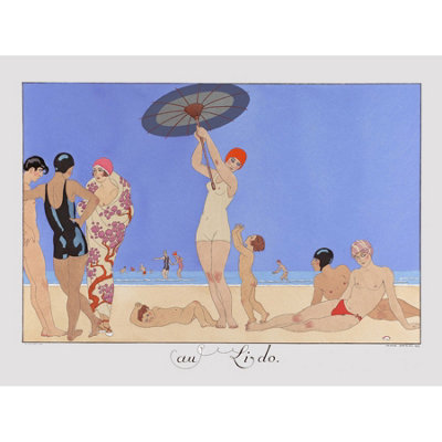 Wee Blue Coo Unframed Wall Art Barbier Paris Lido Costumes Art Nouveau12X16 Inch from B&Q