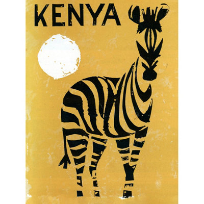 Wee Blue Coo Unframed Wall Art Kenya Zebra Sun Travel Advert12X16 Inch from B&Q