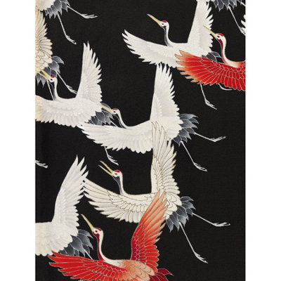 Wee Blue Coo Unframed Wall Art Japanese Crane Kimono Pattern12X16 Inch
