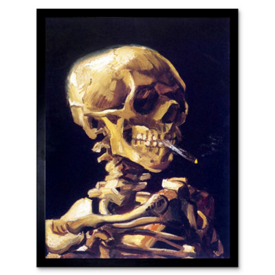 B&Q -  Framed Wall Art Old Master Painting Van Gogh 1886 Head Of A Skeleton With A Burning Cigarette Gothic Skull12X16 Inch