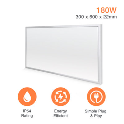 Mirrorstone Heating Mirrorstone Sunheat White Panel Fir Coated Aluminium 180W Infrared Heating Panel from B&Q