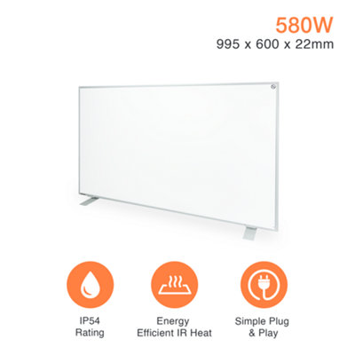 Mirrorstone Heating Mirrorstone Sunheat White Panel Fir Coating 580W Portable Infrared Heating Panel from B&Q