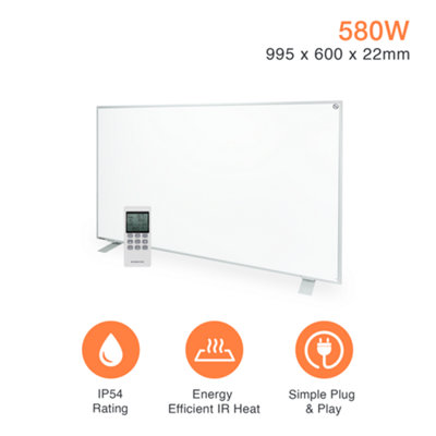 Mirrorstone Heating Mirrorstone Nxt Gen White Panel Fir Coating 580W Portable Infrared Heating Panel (Feet Included) from B&Q