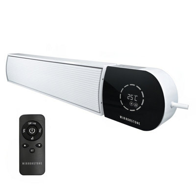 Mirrorstone Heating Mirrorstone Ionis White Bar Fir Coated Aluminium 1800W Wifi Infrared Heater from B&Q