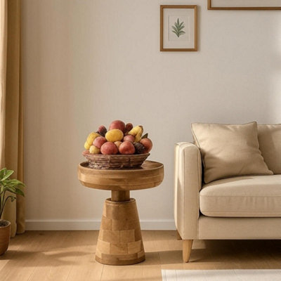 Merlin Handmade Solid Mango Wood Side Table from B&Q