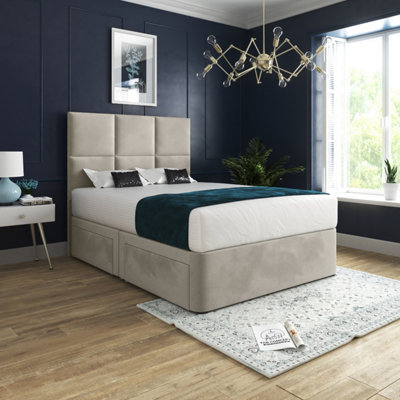  - Caprio Upholserted Floorstanding Headboard With Divan Cream Bed Frame