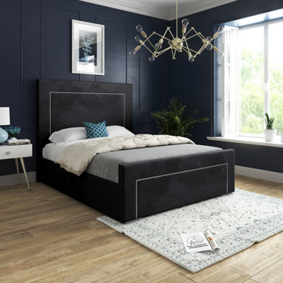  - Lucca Upholstered Soft Velvet Black Bed Frame