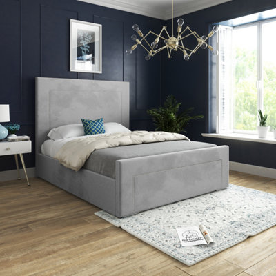  - Lucca Upholstered Soft Velvet Grey Bed Frame