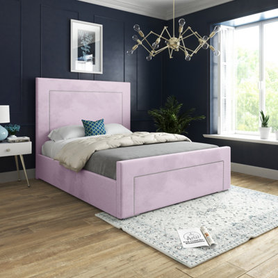  - Lucca Upholstered Soft Velvet Pink Bed Frame