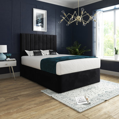  - Marcelo Upholstered Soft Velvet Black Bed Frame