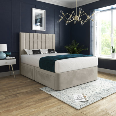  - Marcelo Upholstered Soft Velvet Cream Bed Frame