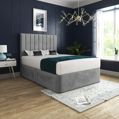  - Marcelo Upholstered Soft Velvet Grey Bed Frame