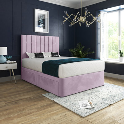  - Marcelo Upholstered Soft Velvet Pink Bed Frame