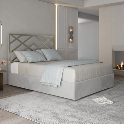  - Mayfair Upholstered Soft Velvet Metal Grey Bed Frame