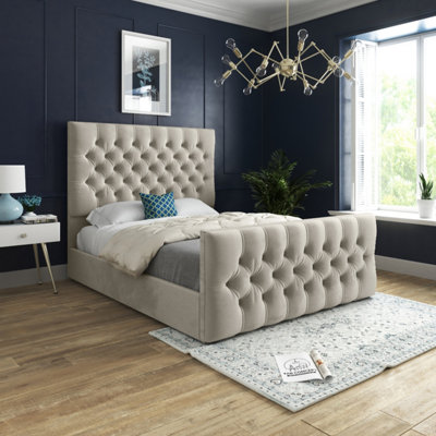  - Novara Upholstered Soft Velvet Cream Bed Frame