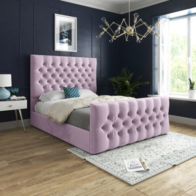  - Novara Upholstered Soft Velvet Pink Bed Frame