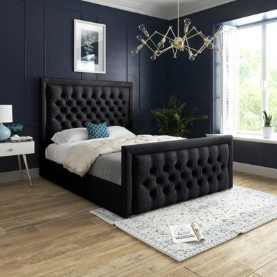  - Rovigo Upholstered Soft Velvet Black Bed Frame