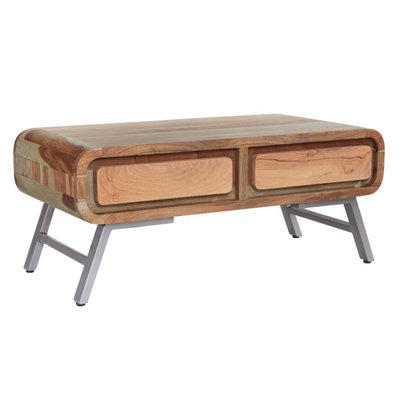  - Lava Metal And Wood Coffee Table With Drawers