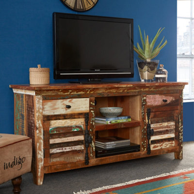 Vema Reclaimed Boat Wood Large Tv Multi Media Unit from B&Q