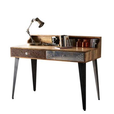 Amish Reclaimed Wood 2 Drawers Desk from B&Q