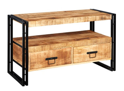 Kingwood Industrial Wood Metal Tv Cabinet Media Unit Shelf With 2 Drawers from B&Q