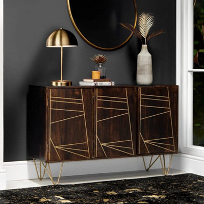 Loft Dark Mango Wood 3 Door Large Sideboard