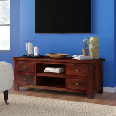  - Rajwada Dark Mango Wood Tv Cabinet With Drawers
