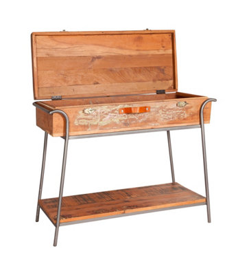 Kingwood Reclaimed Wood Industrial Console Table Rustic Finish from B&Q