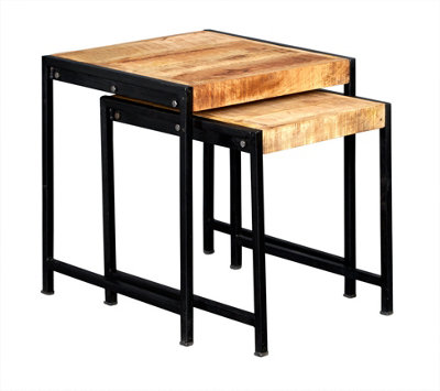 Kingwood Upcycled Industrial Metal And Wood Nest Of 2 Tables from B&Q