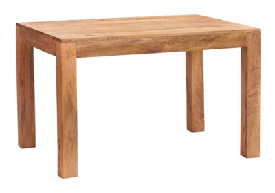B&Q Hommoo Solid Mango Wood 4 Ft Dining Table In Matt Finish Light
