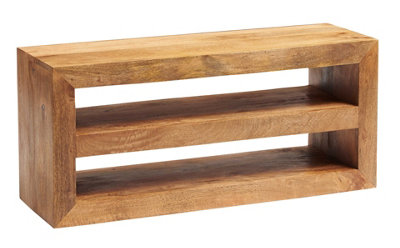  - Hommoo Light Mango Wood Open Shelf Tv Cabinet Media Unit