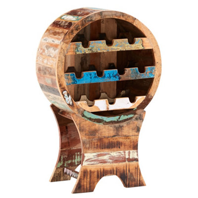  - Vema Reclaimed Wooden Wine Bar 10 Bottles Cabinet Rack