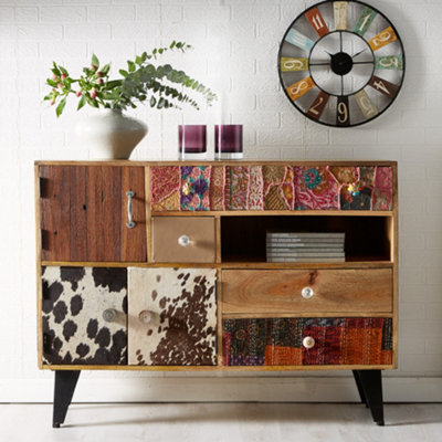 Amish Reclaimed Wood 3 Door 4 Drawer Large Sideboard from B&Q