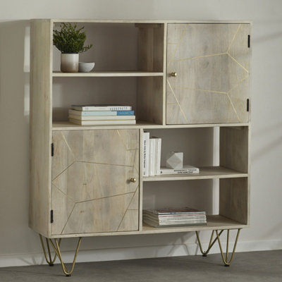 Nirvana Light Mango Wood Display Unit With Shelves And Cupboards from B&Q