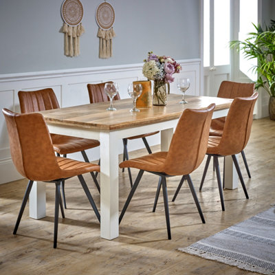  - Breo Solid Mango Wood White Dining Table 170Cm