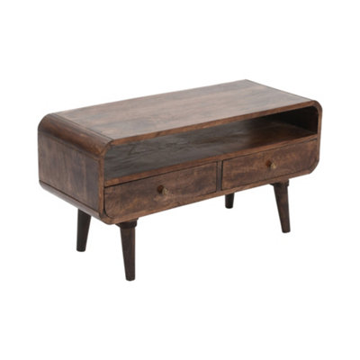  - Aertona Dark Mango Wood Tv Stand With 2 Drawers