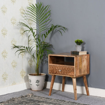 Rejoya Light Mango Wood Bedside Table With 1 Drawer & Open Slot from B&Q
