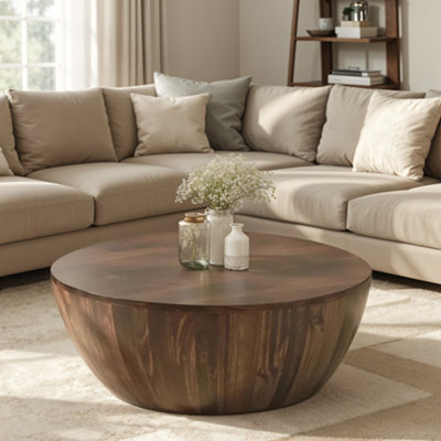  - Natural Solid Dark Mango Wood Coffee Table