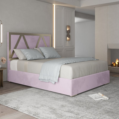 Alison Upholstered Soft Velvet Metal Bed FramePink from B&Q