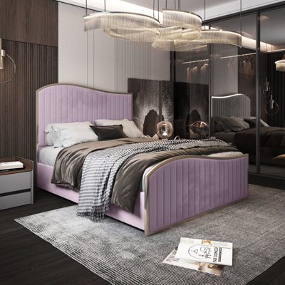  - Brixton Upholstered Soft Velvet Metal Bed FramePink