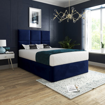  - Caprio Upholserted Floorstanding Headboard With Divan Bed FrameBlue