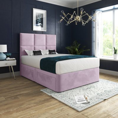  - Caprio Upholserted Floorstanding Headboard With Divan Bed FramePink