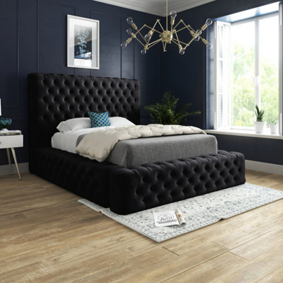  - Grand Milan Pleated Upholstery Bed FrameBlack