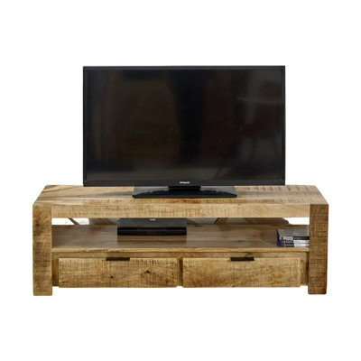 Buttercup Farm Surrey Tv Stand With 2 DrawersSolid Mango WoodL40 X W130 X H40 Cm from B&Q