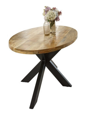 Buttercup Farm Surrey Oval Dining Table 6-8 SeaterSolid Mango Wood/metalL90 X W180 X H76 Cm from B&Q